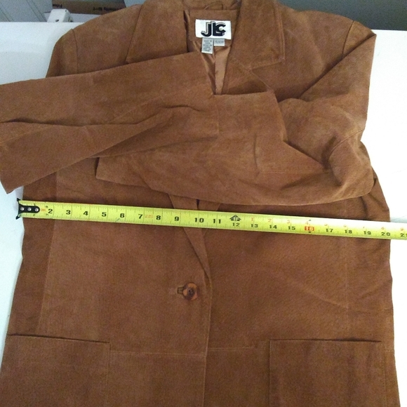 JLC New York Woman Skirt Suit 💯% Suede Leather Rust Cropped Sz- S/ 40" - Picture 10 of 14